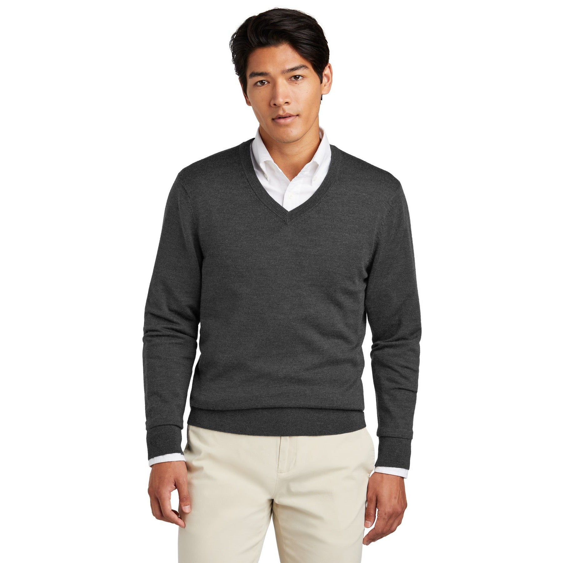 Brooks Brothers-Brooks Brothers® Washable Merino V-Neck Sweater BB18410-MedTech-4